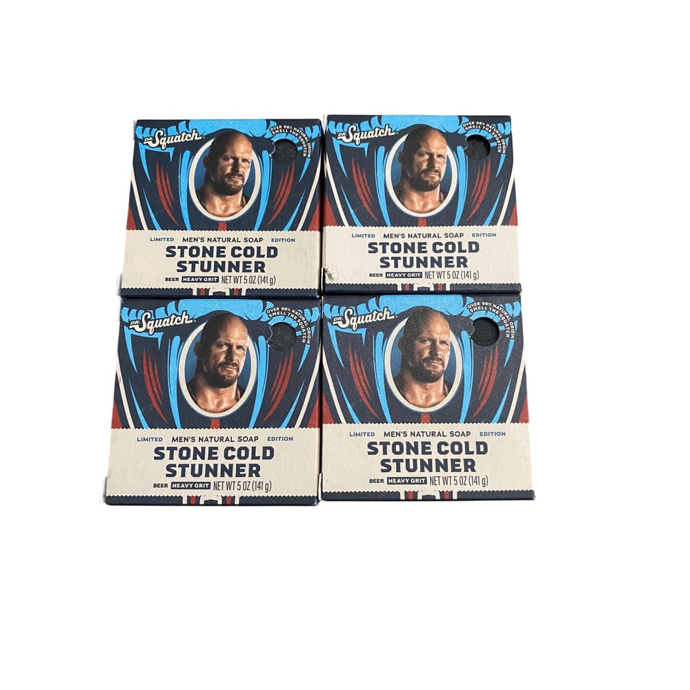 Dr. Squatch Stone Cold Stunner‎ WWE Mens Natural Soap 4 Pack Heavy Grit 5oz Bars